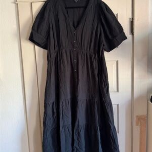 Madewell Black Maxi Dress with Button Detail